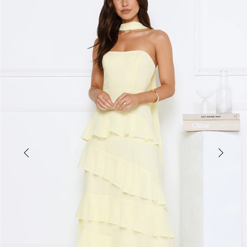 Hello Molly SUNSET REVERIE STRAPLESS MAXI DRESS YELLOW